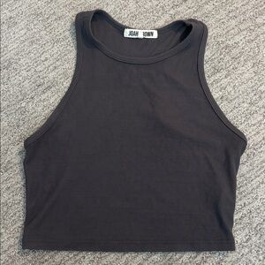 Joah Brown Charcoal Ribbed Crop Top medium/large